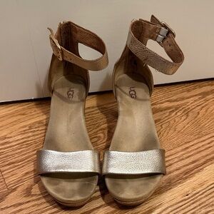 UGG Women's Metallic Gold Ankle Strap Sandals